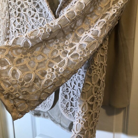 Vintage Giorgio Armani Embroidery Elegant Evening Party Jacket /Tank Tan Size 42 - Picture 10 of 11